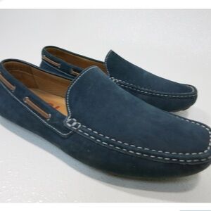 1901 Men's Navy Suede Slip-On Driving Loafers